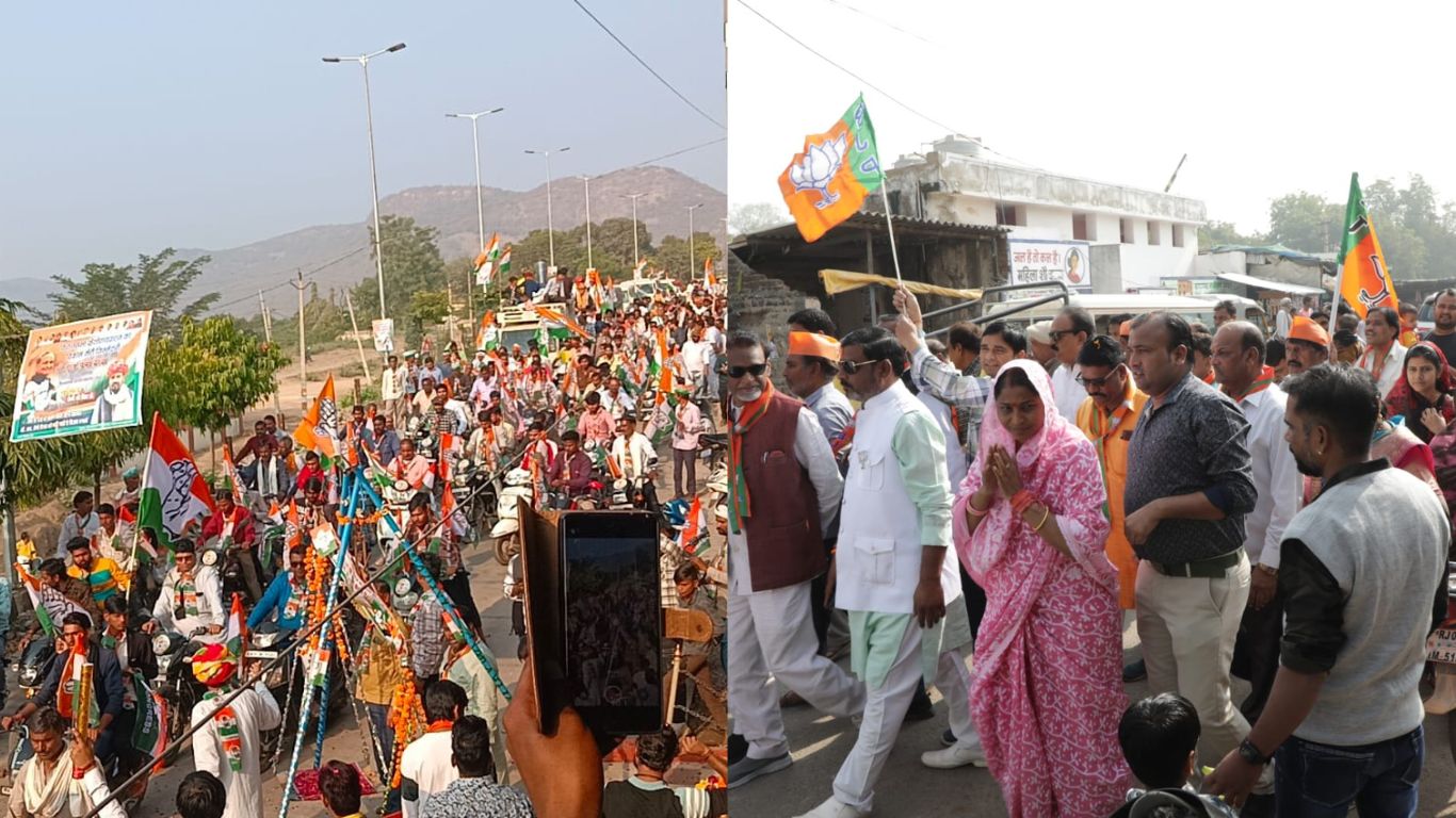 In Lakheri town, Congress's CL Premi Bairava held a rally and BJP's Chandrakanta Meghwal showed strength by holding a road show.