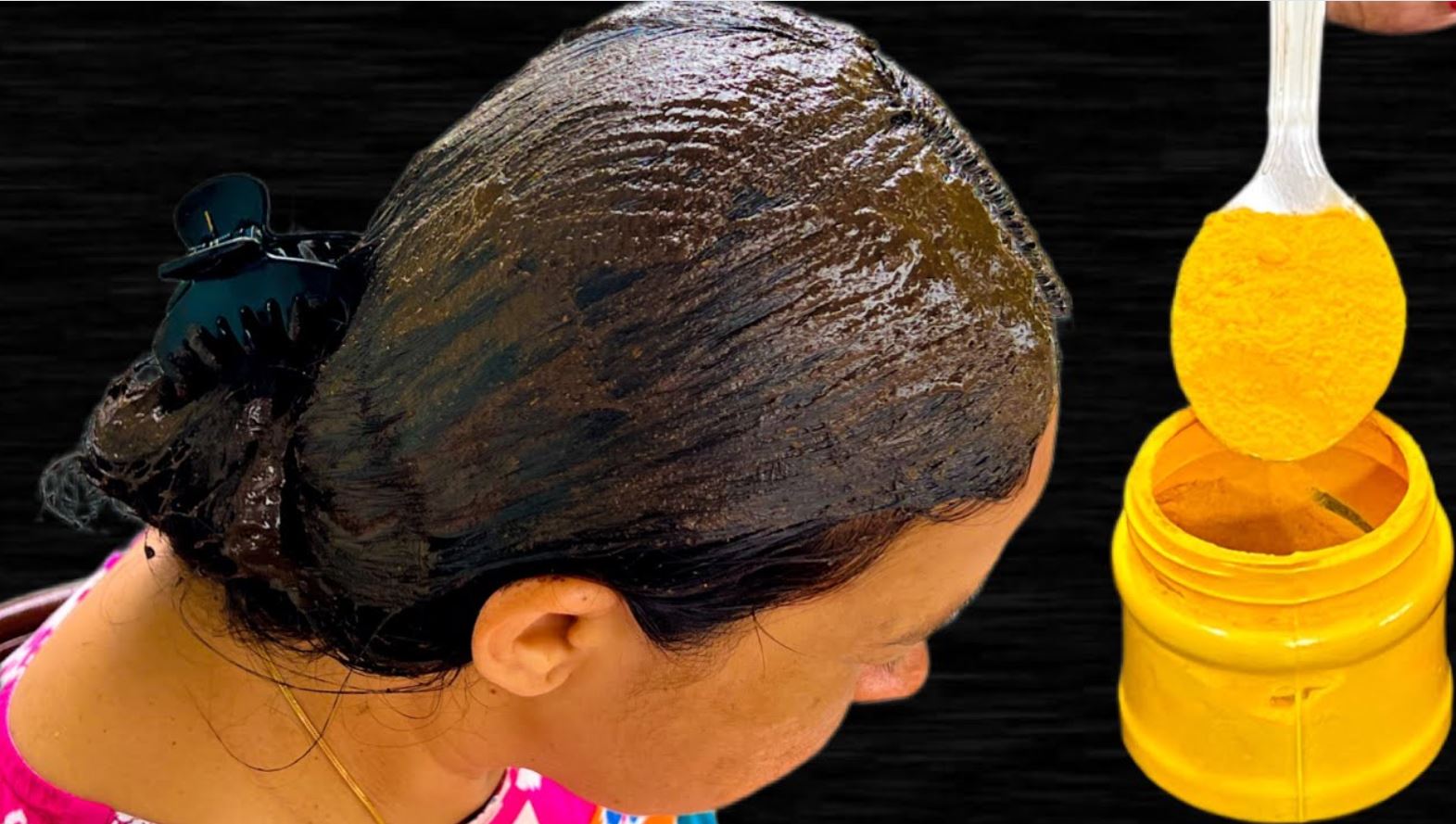 To blacken gray hair, mix turmeric and apply just this one thing.