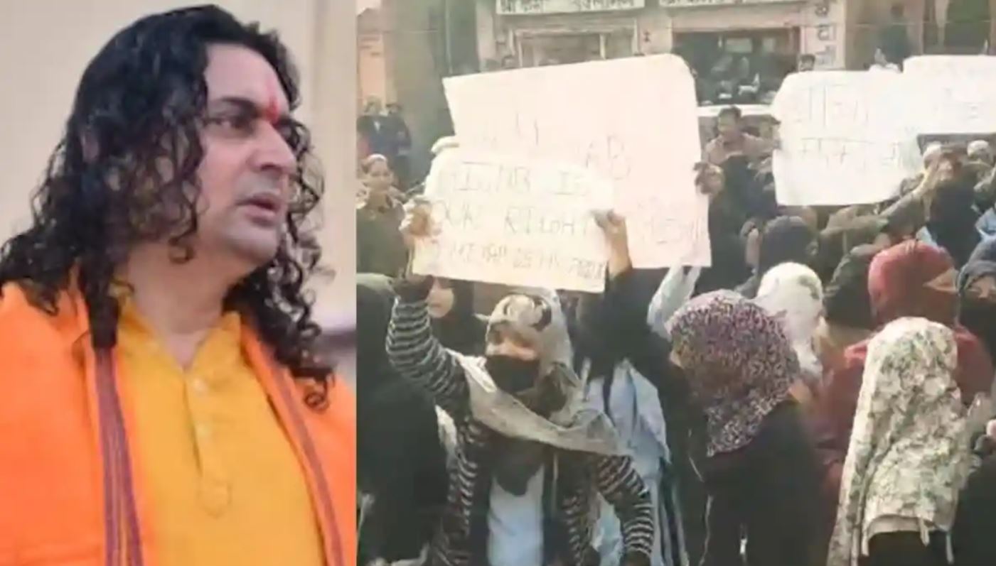 Controversy over Hijab Students protest against MLA Balmukund Acharya at Subhash Chowk police station
