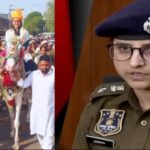 IPS Vandita Rana bid farewell to Dausa SP by riding him on a mare, 4Km. A procession was taken out with musical instruments till