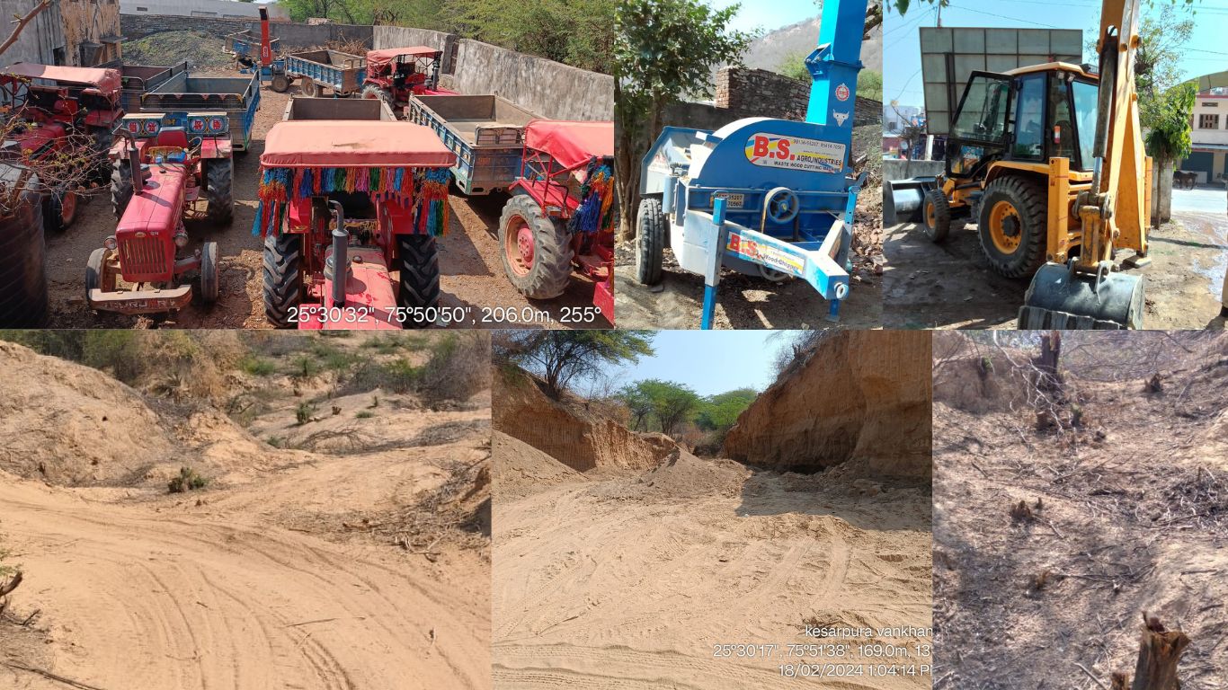 Bundi: Major action by Forest Department on illegal gravel-soil mining and tree cutting, 8 tractor trolleys, one JCB, 3 Kutti machines seized.