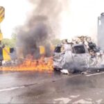 7 people including a couple and their two daughters in the car were burnt alive in the fire.