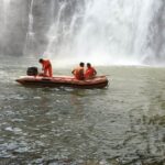 A young man fell into a pond 150 feet below the waterfall of Bhimlat Mahadev, rescue operation underway.
