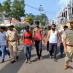 Police organized a foot parade of those who made the child strip naked and dance, 6 accused were arrested