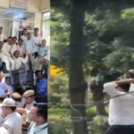 Union Minister Ravneet Bitto protested in Jaipur, Congressmen showed black flags, police took him into custody.
