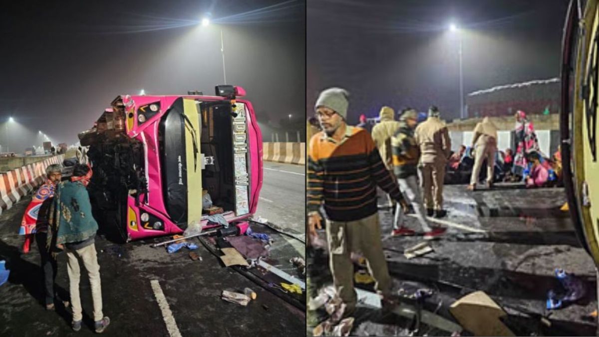 Major accident on Bhilwara bypass, bus full of passengers overturned, more than 25 people injured